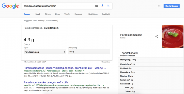 google keresés_tápanyagérték